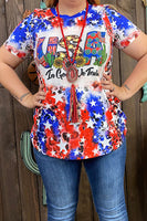 Patriotic "USA In God We Trust" Printed Short Sleeve Top