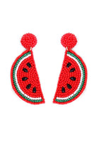Watermelon Slice Seed Bead Earrings