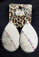 Glitter / Cow Print Teardrop Earrings (2 Color Choices)