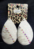 Glitter / Cow Print Teardrop Earrings (2 Color Choices)