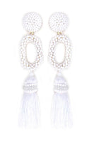 Seed Bead Oval Tassel Earrings (Assorted Colors)