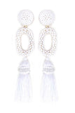 Seed Bead Oval Tassel Earrings (Assorted Colors)