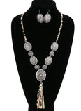 Western Concho Suede Necklace Set (Leopard)